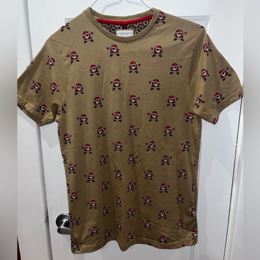 Denim & Flower Adult Men Santa Shirt Size Medium